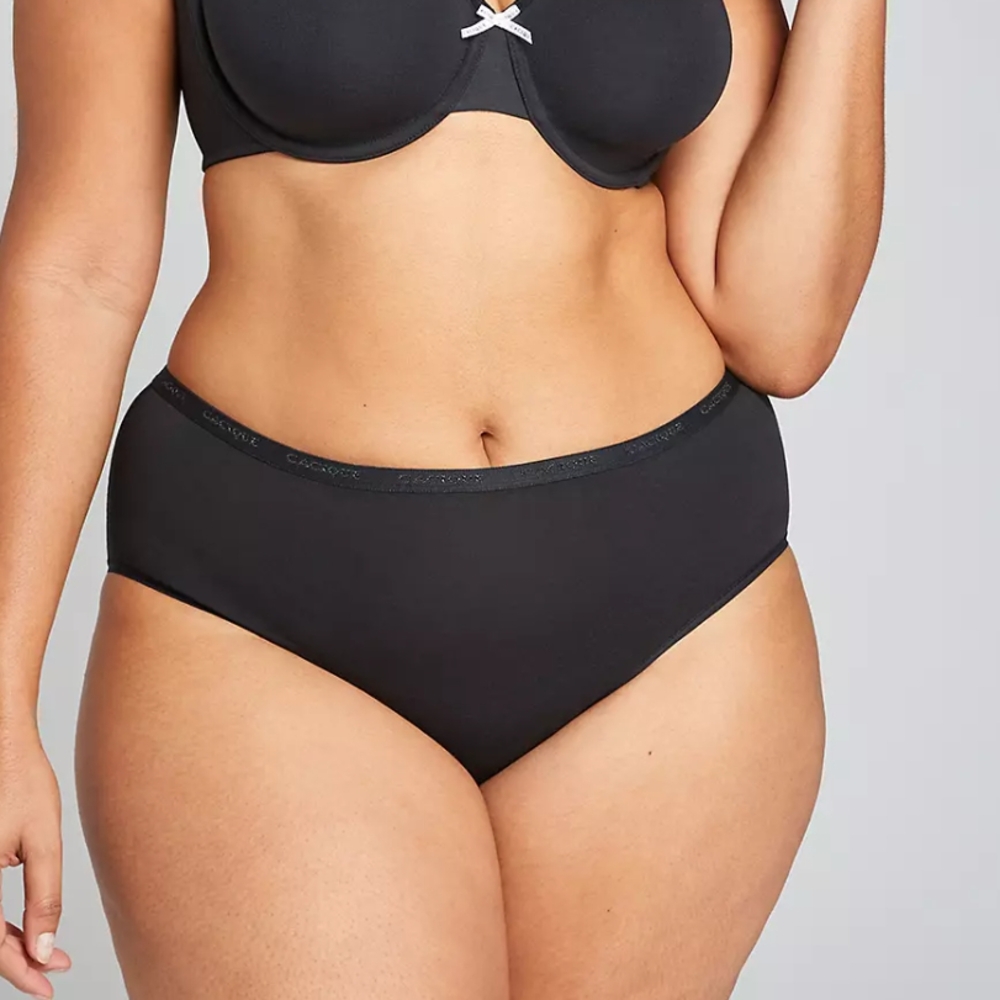 Lane bryant Cacique Cotton High-Leg Brief Panty Underwear In Black - 18/20